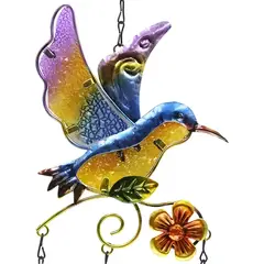 GENERICO - Colgante Jardín Colibrí Vidrio Y cobre arcoíris