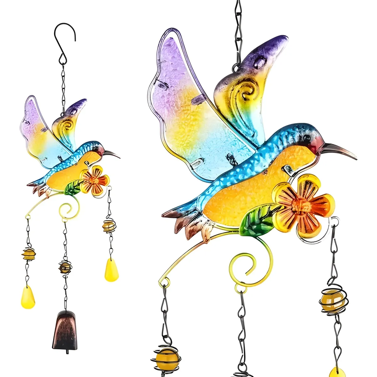 GENERICO - Colgante Jardín Colibrí Vidrio Y cobre 9