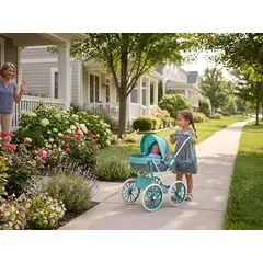 GENERICO - Coche De Muñecas Estilo Clásico Incluye Bolso Y Canasto Accesorios