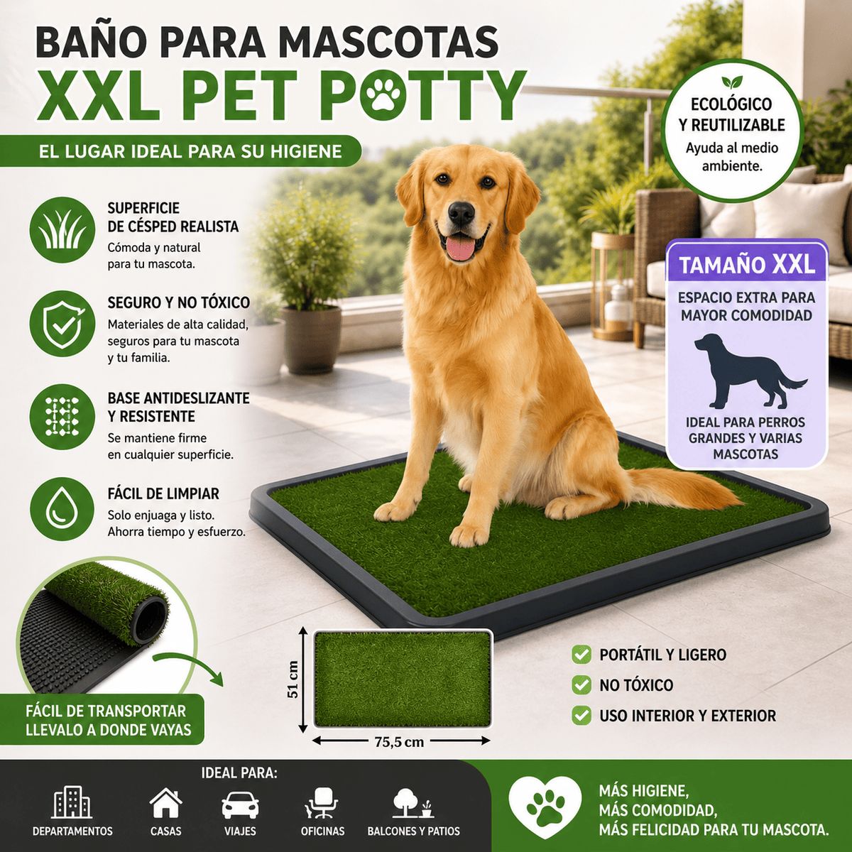 MOVI - Baño para Mascotas XXL Pet Potty