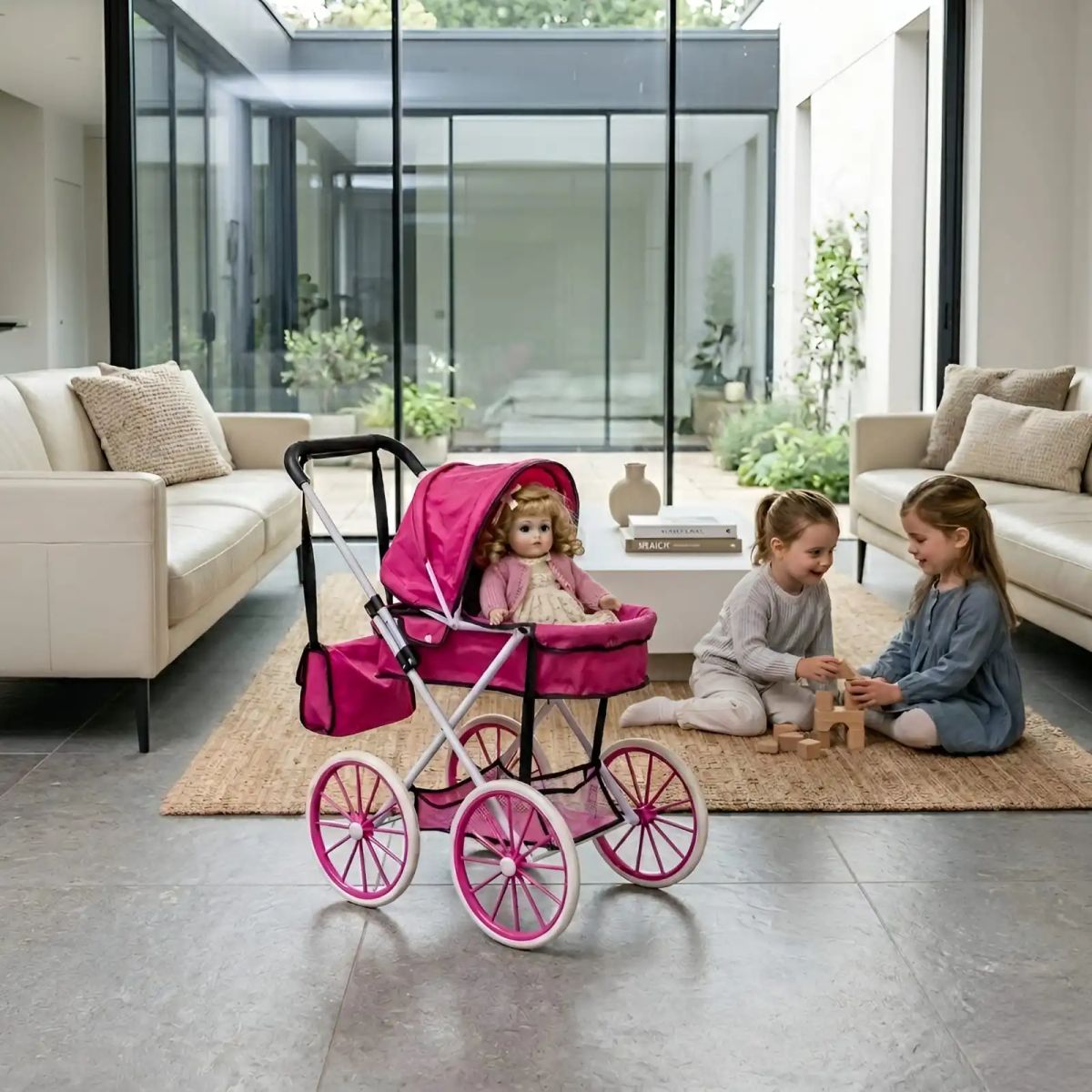 GENERICO - Coche De Muñecas Estilo Clásico Incluye Bolso Y Canasto Accesorios