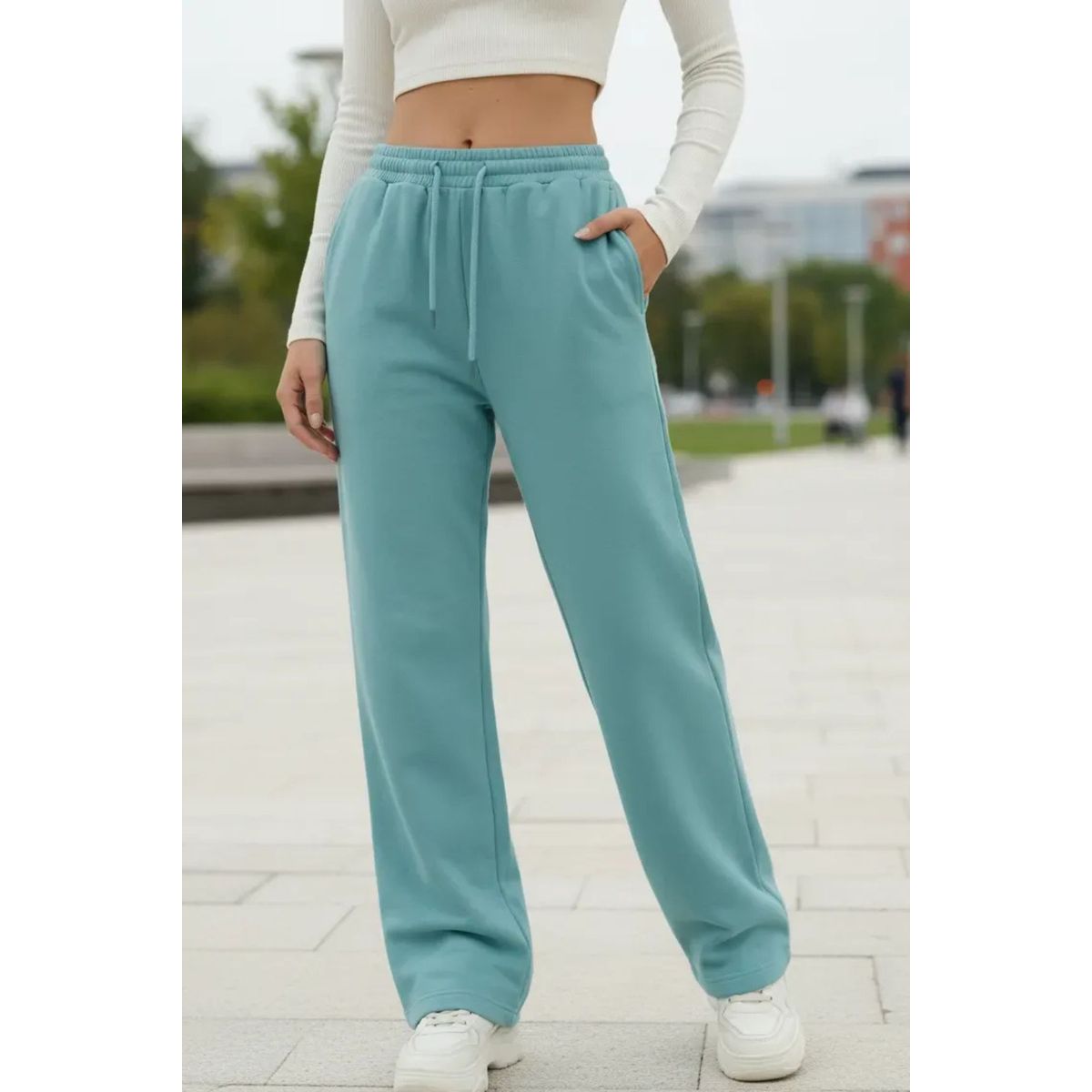 LOOK SHOP - Pantalón Jogger Mujer Recto Forro Interior Corderito. Grueso 8675