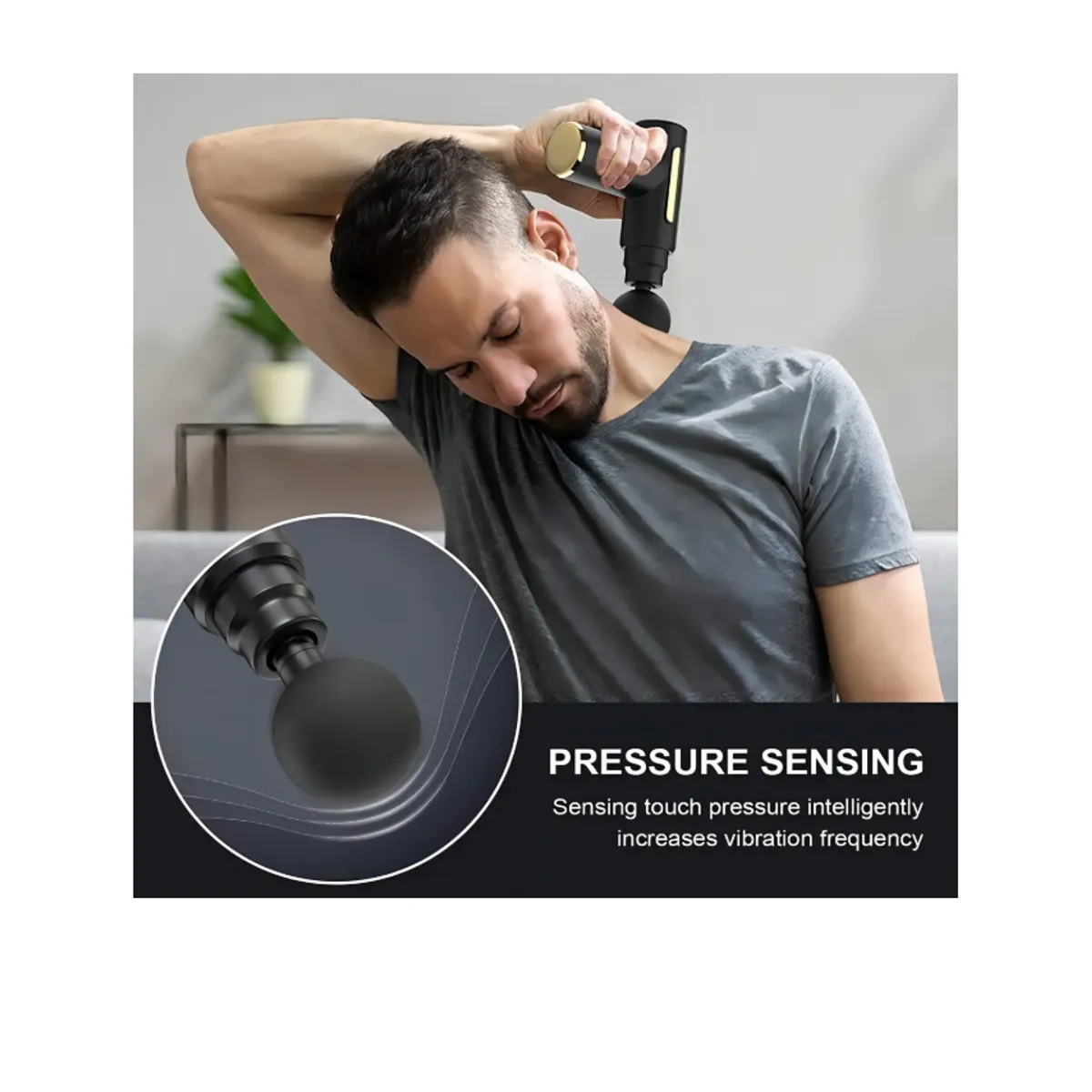 IRM - Pistola Masajeadora Fascial Gun 6 Velocidades 4 Cabezales