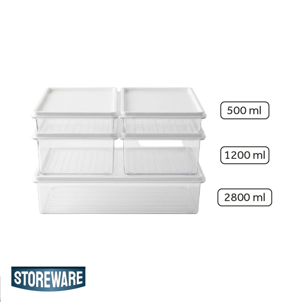STOREWARE - Set Contenedores Refrigerador Congelador 5 Piezas Storeware Kiosclub