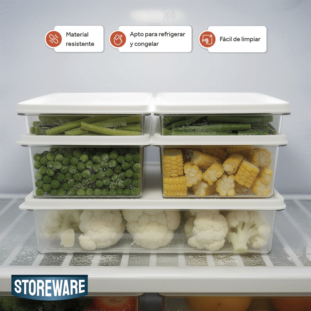 STOREWARE - Set Contenedores Refrigerador Congelador 5 Piezas Storeware Kiosclub