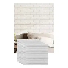 GENERICO - PACK X10 LAMINAS 3D AUTOADHESIVAS DECO MURAL 70X77CM BLANCO