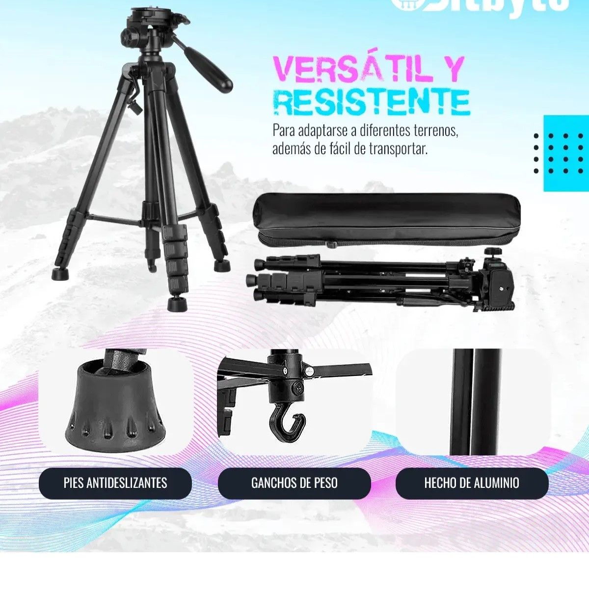 GENERICO - Trípode Profesional Con Celular O Cámara + Bolso Negro BELUG