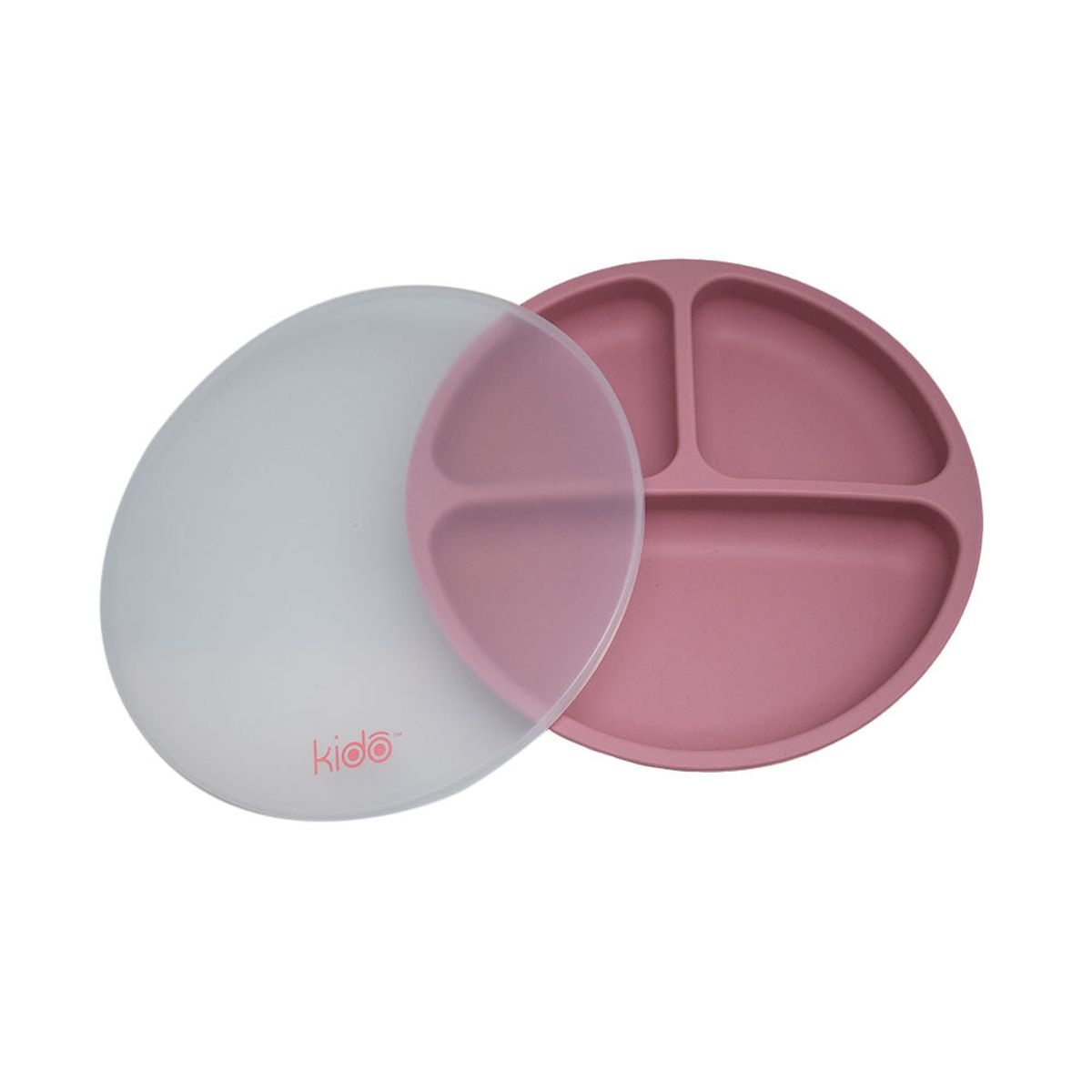 KIDO - PLATO DE SILICONA CON VENTOSA Y TAPA 3 DIVISIONES ROSA TODDLER KIDO