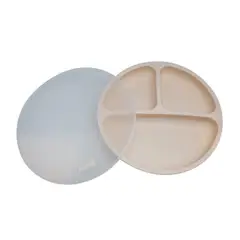 KIDO - PLATO DE SILICONA CON VENTOSA Y TAPA 3 DIVISIONES AMARILLO TODDLER