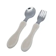 KIDO - SET DE CUBIERTOS CUCHARA Y TENEDOR ACERO INOXIDABLE AMARILLO TODDLER