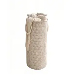 GENERICO - CESTA DE ROPA 40CMX50CM COLOR BEIGE
