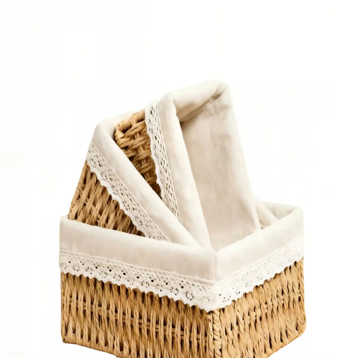 GENERICO - JUEGO  DE 3 CESTAS 26CMX20CMX11.5CM COLOR CAFÉ