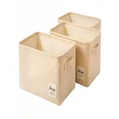 GENERICO - JUEGO DE 3 CESTAS ORGANIZADOR 28CMX47CMX20CM COLOR BEIGE