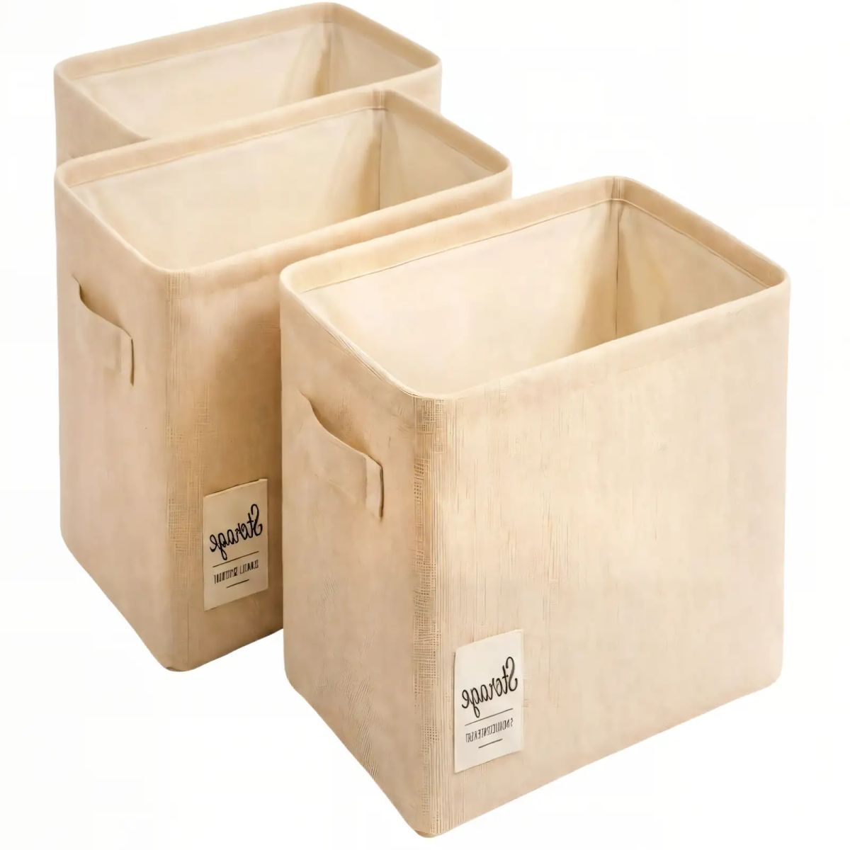 GENERICO - JUEGO  DE 3 CESTAS ORGANIZADOR 28CMX47CMX20CM COLOR BEIGE