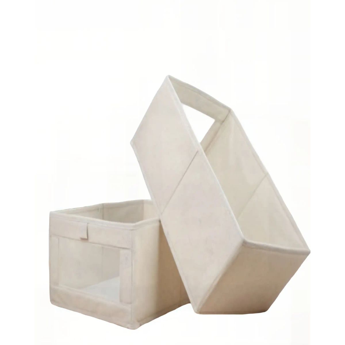 GENERICO - JUEGO  DE 2 CESTAS ORGANIZADOR 40CMX27CMX17CM COLOR BEIGE