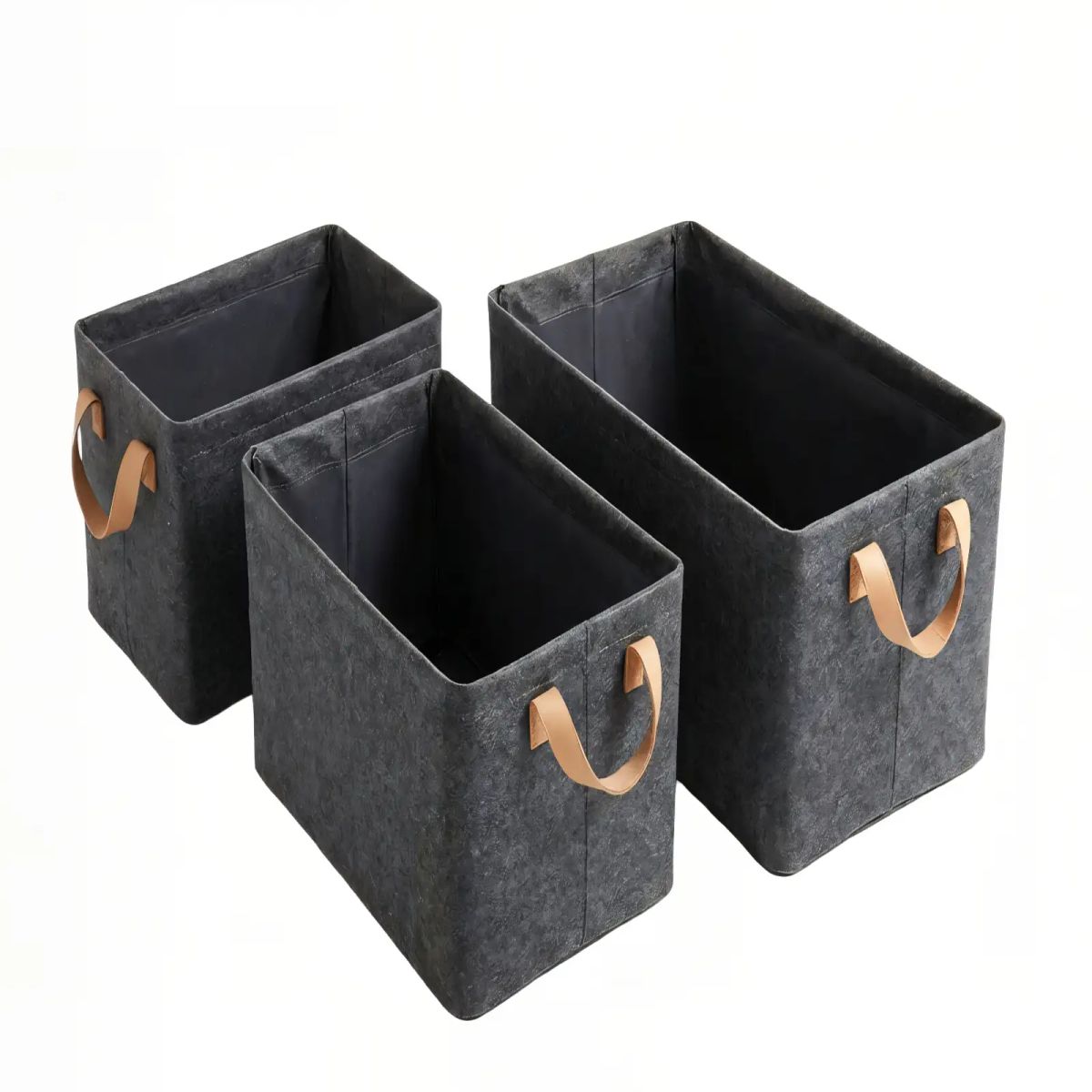 GENERICO - JUEGO  DE 3 CESTAS 20CMX47CMX28CM COLOR GRIS
