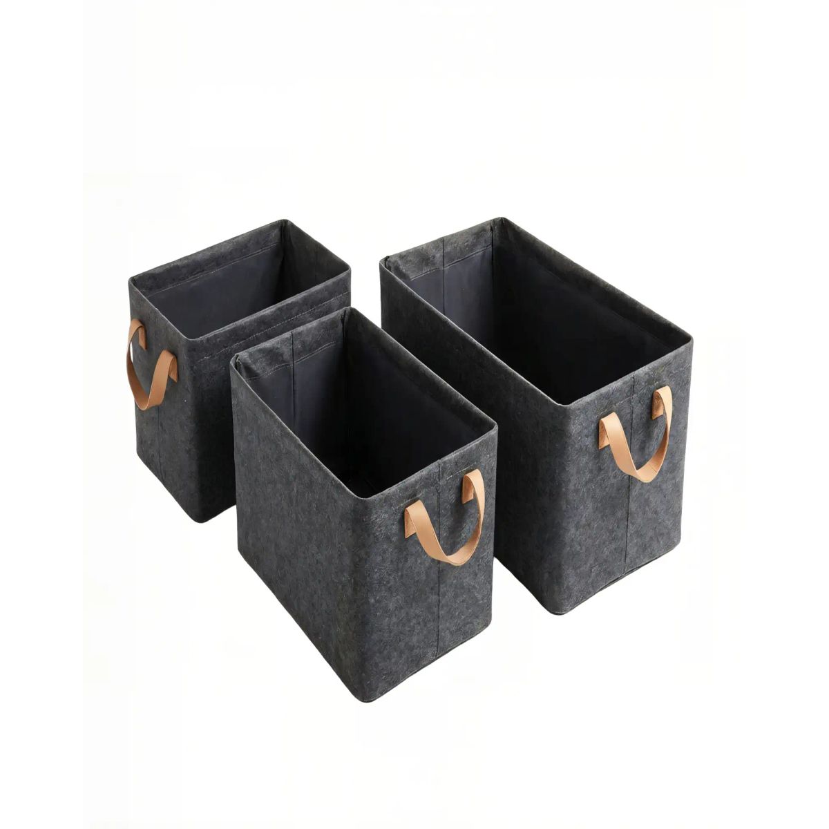 GENERICO - JUEGO  DE 3 CESTAS 20CMX47CMX28CM COLOR GRIS