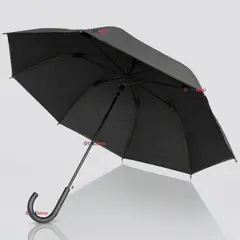LINE - Paraguas Mate Grande 92,5 Cm Sombrilla Automática Mango Largo Negro