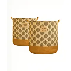 GENERICO - PACK  DE 2 CANASTILLOSS DE YUTE PARA ROPA 40CMX50CM CON DISEÑO 1