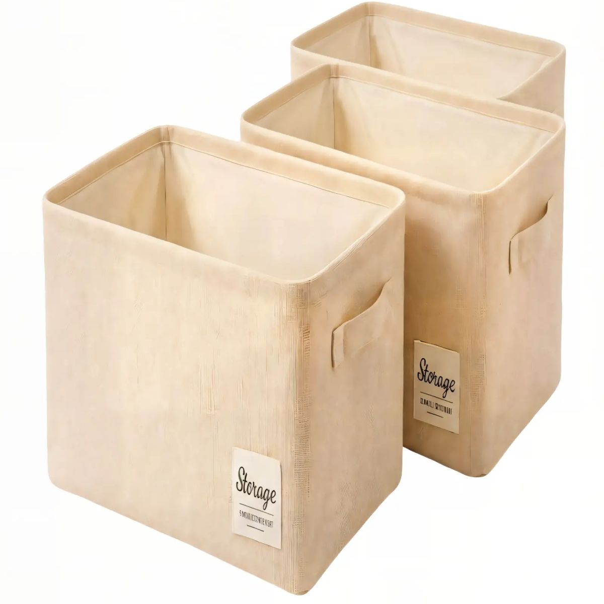 GENERICO - PACK   DE 3 CANASTILLOSS ORGANIZADOR 28CMX47CMX20CM COLOR BEIGE