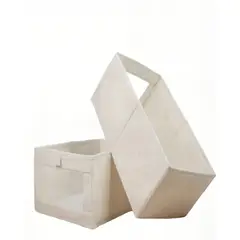 GENERICO - PACK  DE 2 CANASTILLOSS ORGANIZADOR 40CMX27CMX17CM COLOR BEIGE