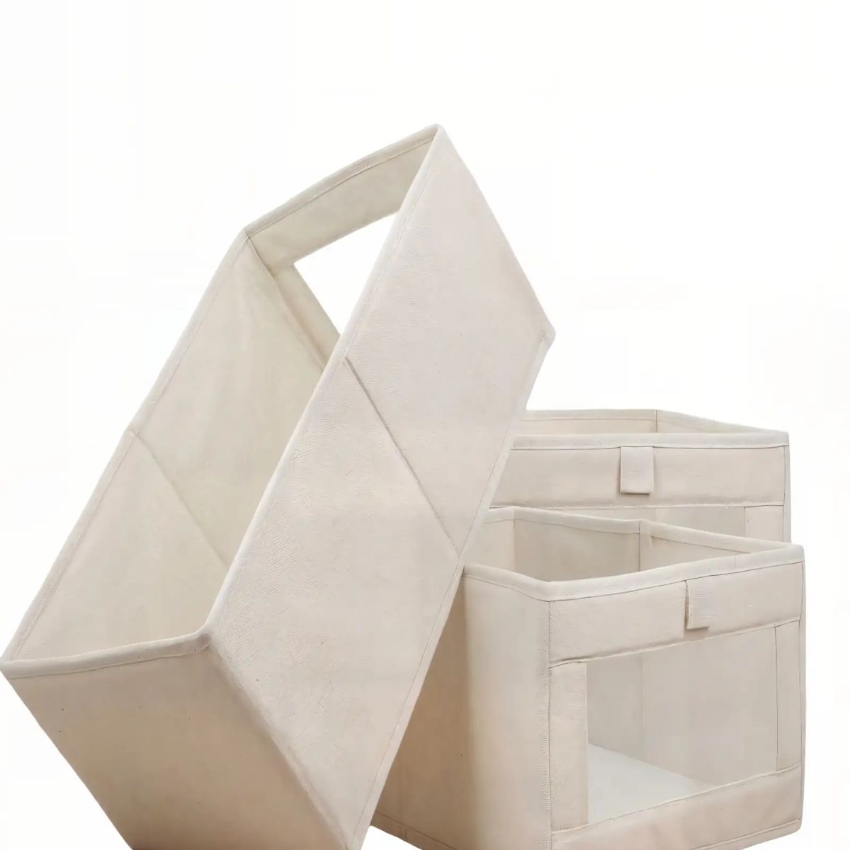 GENERICO - PACK   DE 3 CANASTILLOSS ORGANIZADOR 40CMX27CMX17CM COLOR BEIGE