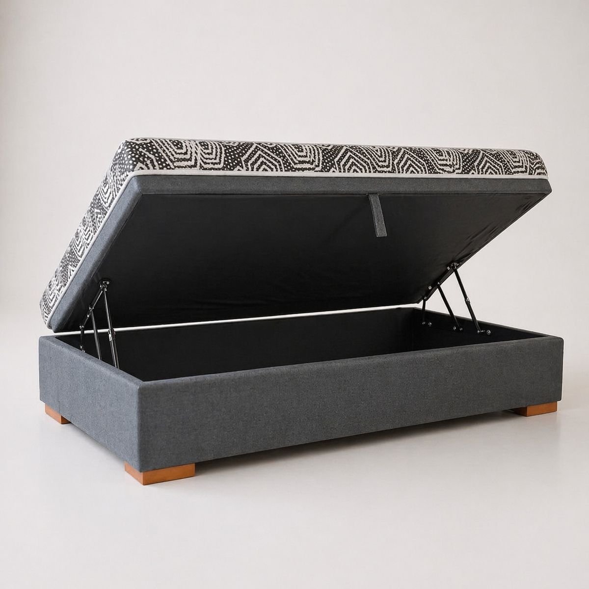 BLOCCARE - Cama Baul 1 Plaza L190 cm + Colchon Modelo Ideal / Con Patas De 4.5 cm