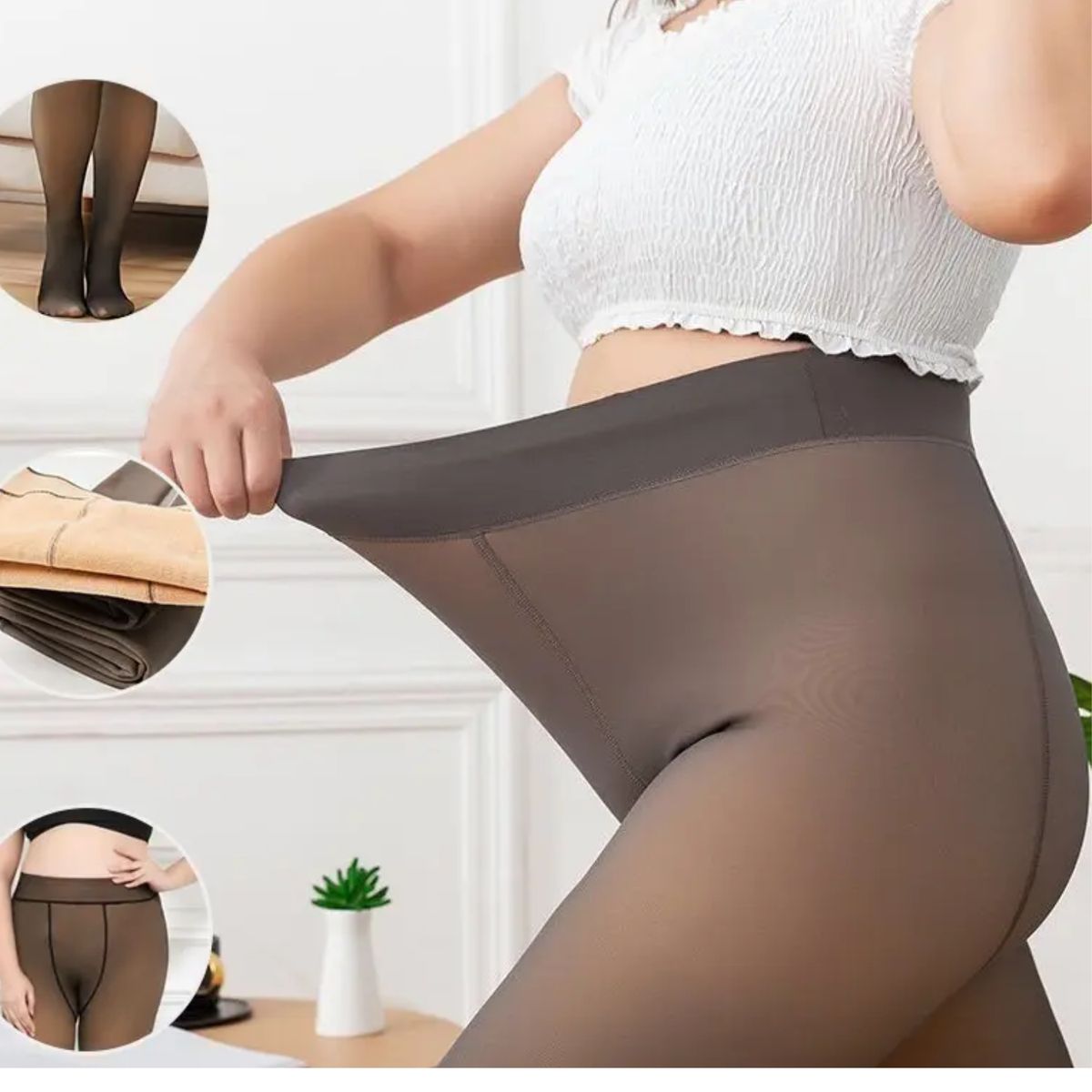MOVI - Calza Efecto Piel para Mujer Talla Grande