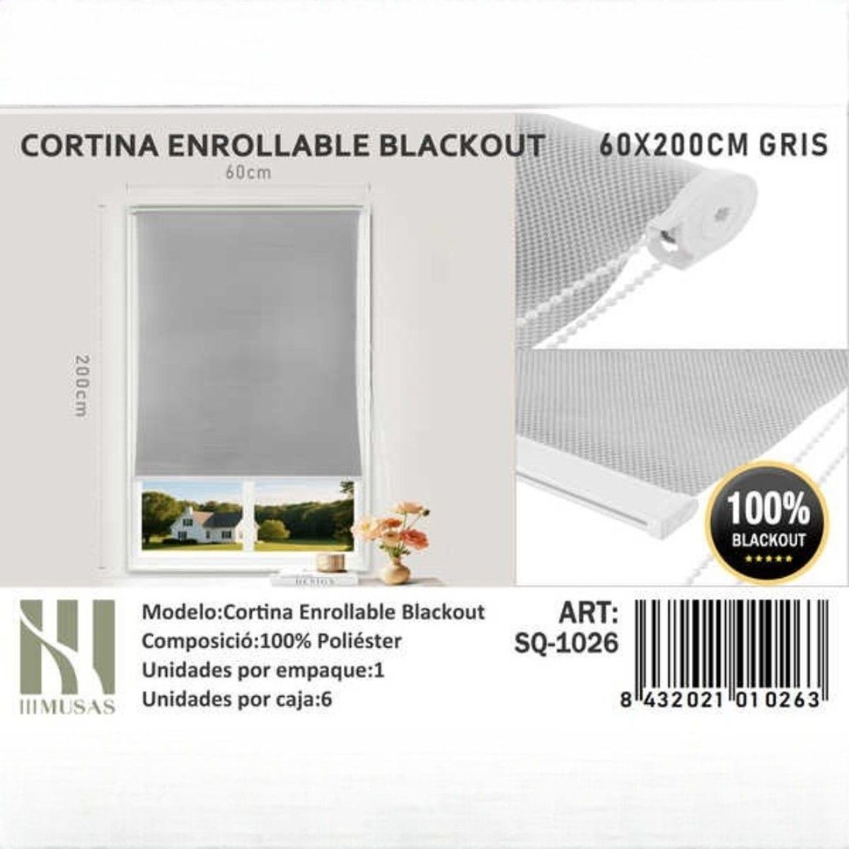 GENERICO - Cortina Roller Blackout 60X200Cm