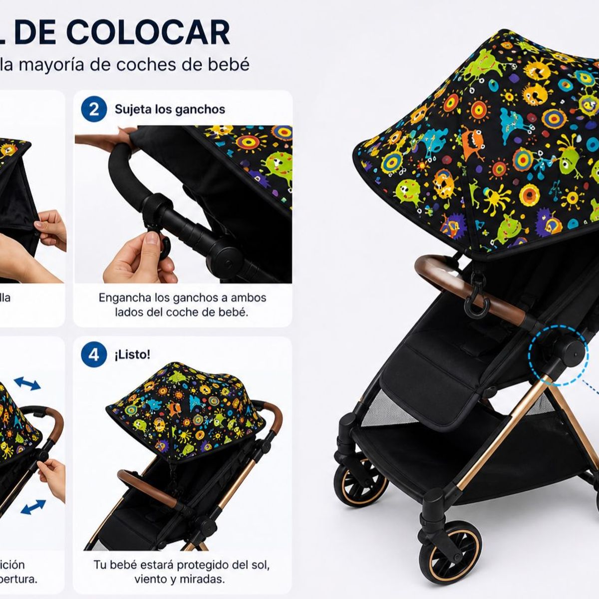 GENERICO - Sombrilla Coche Bebe Toldo Coche Bebe Parasol Coche Bebe diseños