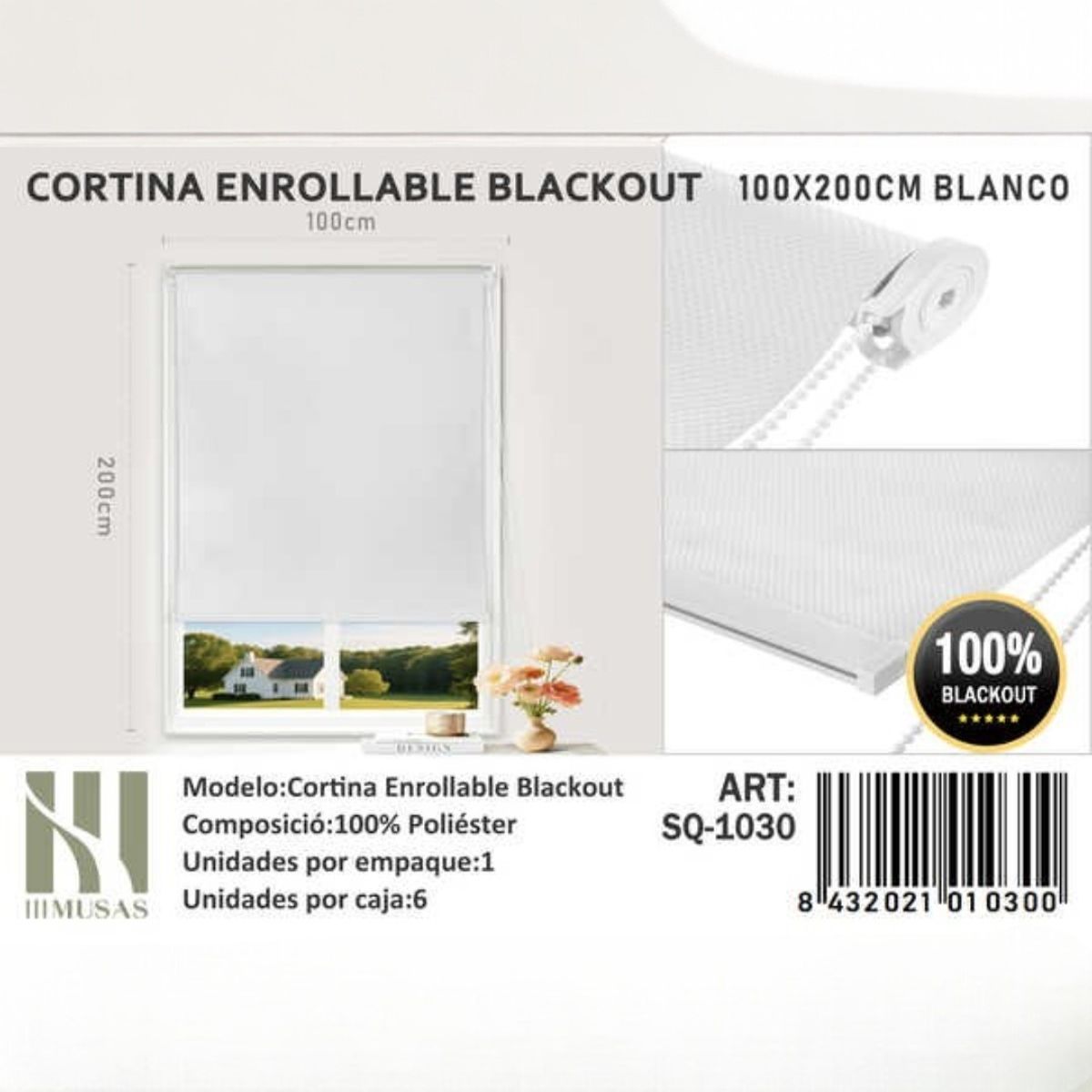 GENERICO - Cortina Roller Blackout100X200Cm