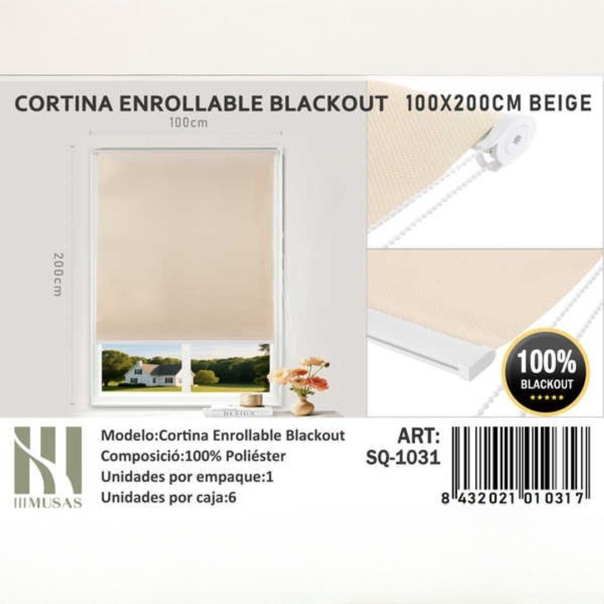 GENERICO - Cortina Roller Blackout100X200Cm