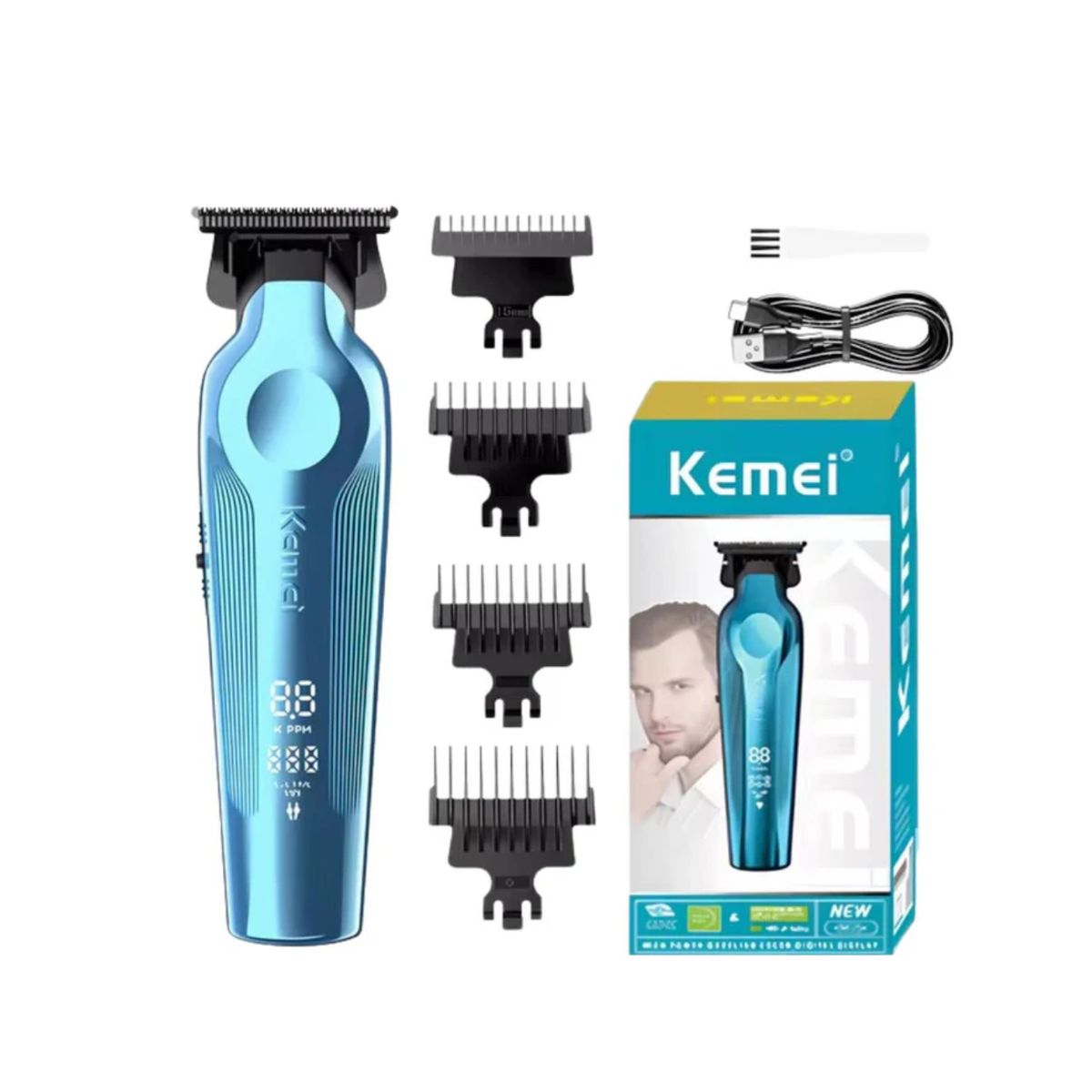 KEMEI - Maquina Patillera Trimmer Recargable Kemei kM-264 Azul