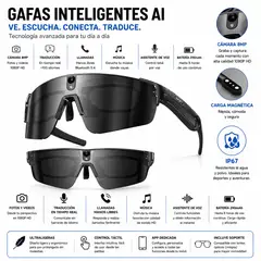 GENERICO - Lentes Inteligentes con Cámara HD, Traducción en Tiempo Real y Audio Bluetooth en Primera Persona