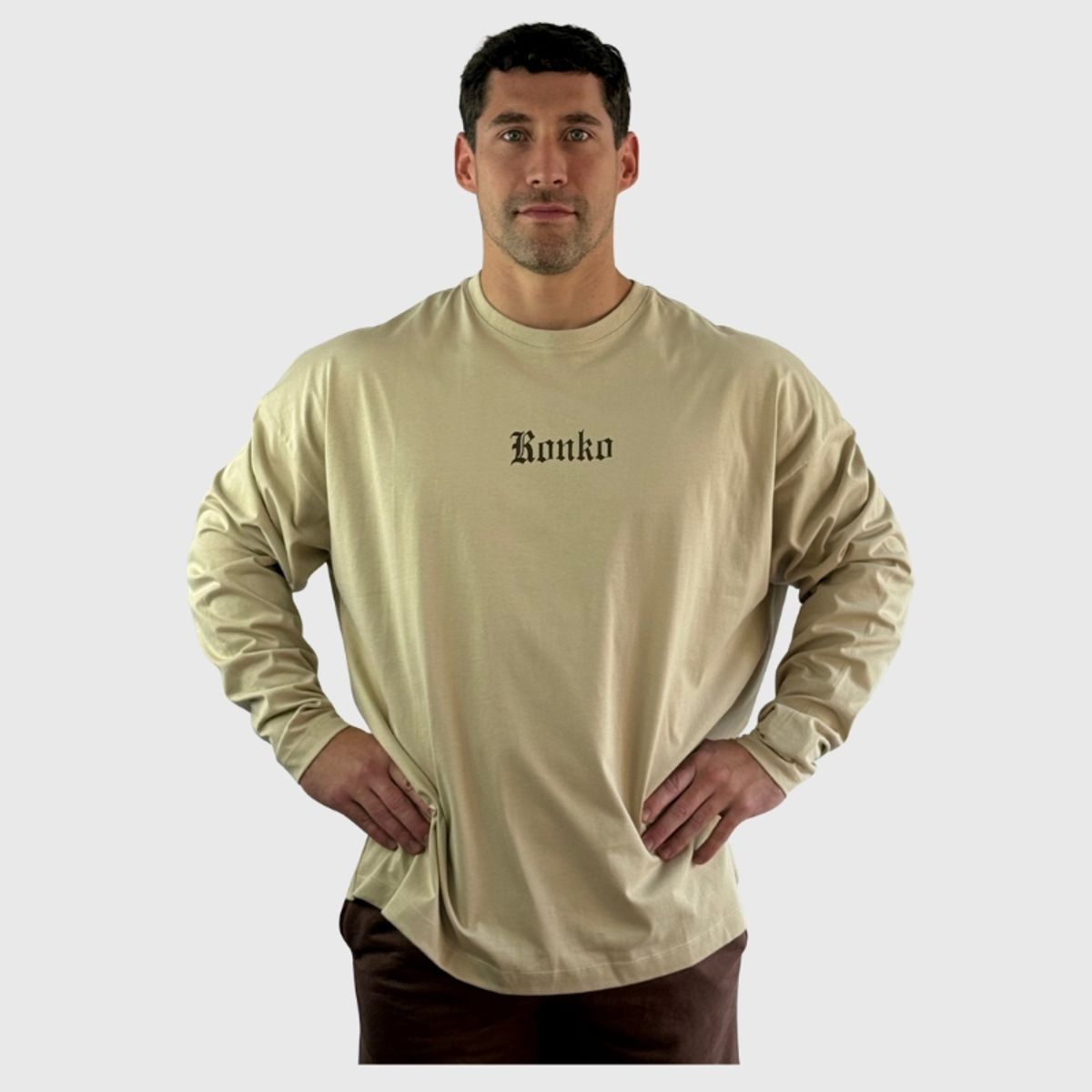 KONKO ACTIVE - Polera Premium Cotton Manga Larga Beige Hombre Konko