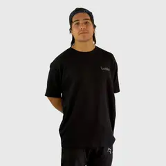KONKO ACTIVE - Polera Waffer OverSize Negra Hombre Manga Corta Konko