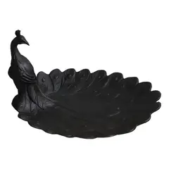 GENERICO - Bandeja Decorativa Plumas De Pavo Real negro