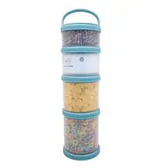 KIDO - SET DE 4 CONTENEDORES HERMETICOS APILABLES PARA ALIMENTOS AZUL TODDLER 290 ML