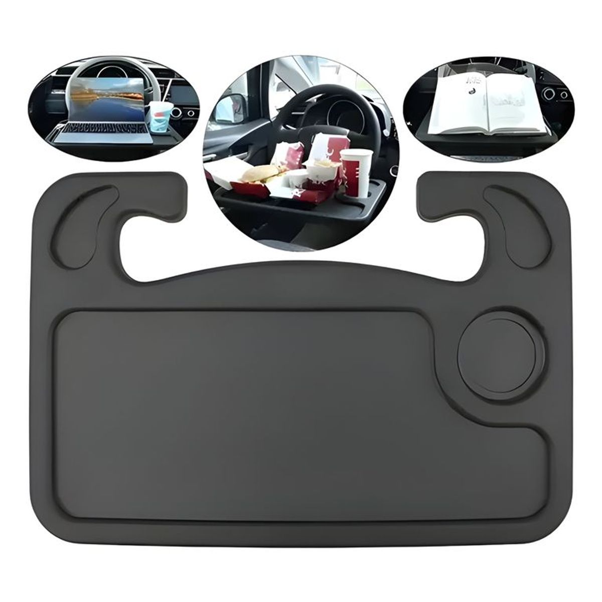 GENERICO - Bandeja Para Volante De Auto Multifuncional gris oscuro
