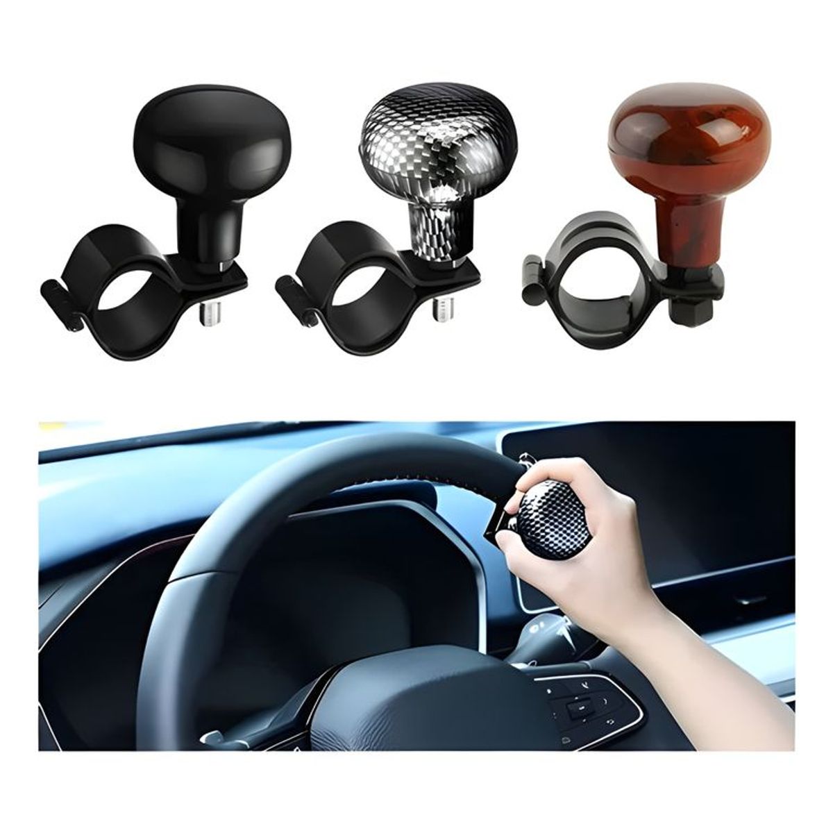 GENERICO - Perilla Giratoria Universal Para Volante negro 8