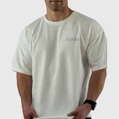 KONKO ACTIVE - Polera Waffer OverSize Blanca Hombre Manga Corta Konko