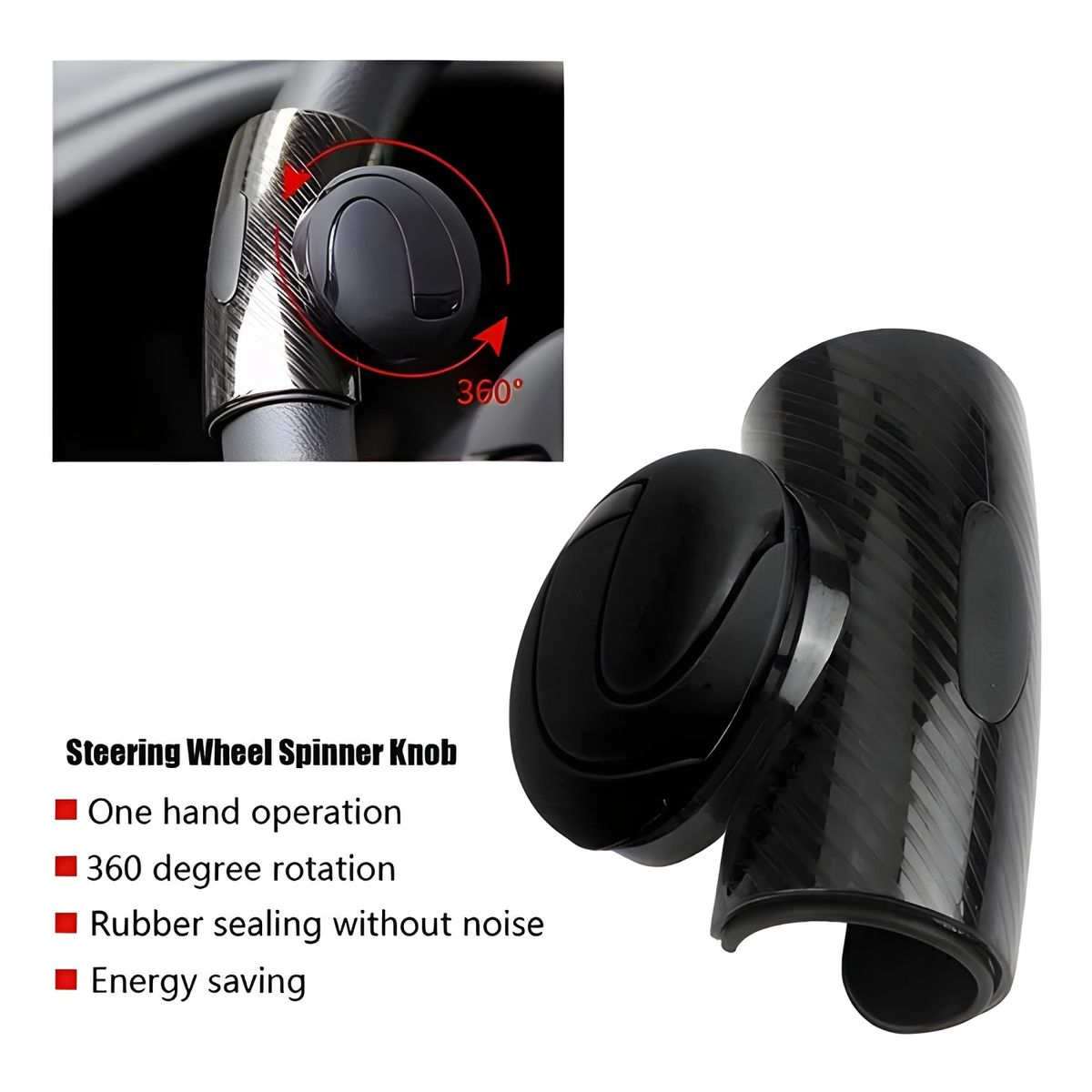 GENERICO - Perilla Giratoria Universal Para Volante negro 18