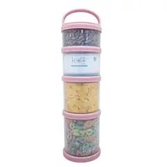 KIDO - SET DE 4 CONTENEDORES HERMETICOS APILABLES PARA ALIMENTOS ROSA TODDLER 290 ML