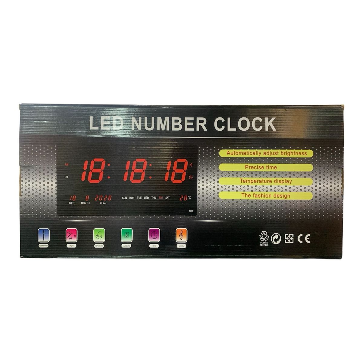 GENERICO - Reloj Pared Led Number Clock Digital