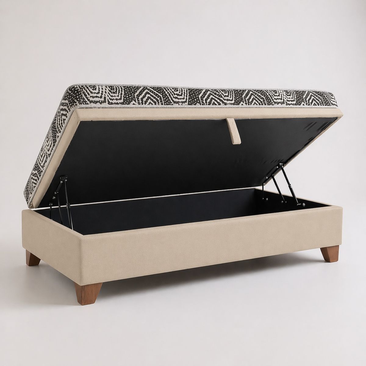 BLOCCARE - Cama Baul 1 Plaza L190 cm + Colchon Modelo Ideal / Con Patas De 11 cm (Beige)