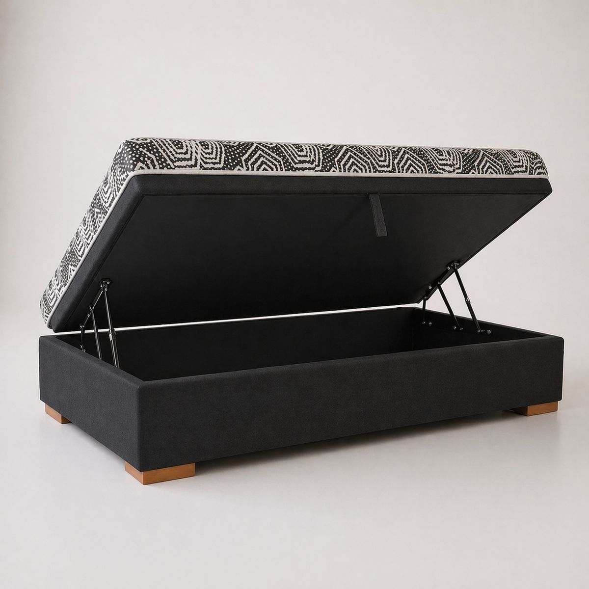 BLOCCARE - Cama Baul 1 Plaza L190 cm + Colchon Modelo Ideal / Con Patas De 4.5 cm (Negro)