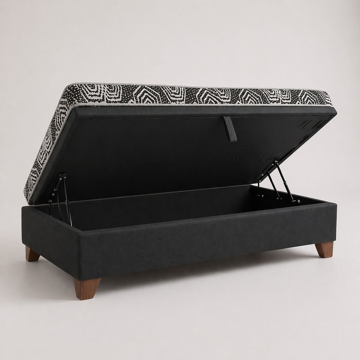 BLOCCARE - Cama Baul 1 Plaza L190 cm + Colchon Modelo Ideal / Con Patas De 11 cm (Negro)