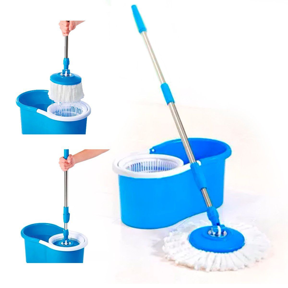 GENERICO - Pack X2 Mopa Trapeador Giratorio 360 Metálico Hogar Oficina