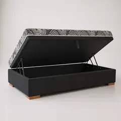 BLOCCARE - Cama Baul 1.5 Plaza L190 cm + Colchon Modelo Ideal / Con Patas De 4.5 cm (Negro)