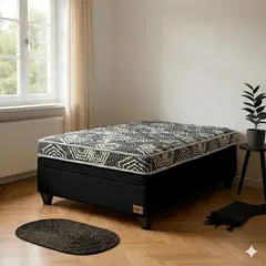 BLOCCARE - Cama Baul 1.5 Plaza L190 cm + Colchon Modelo Ideal / Con Patas De 6.5 cm (Negro)